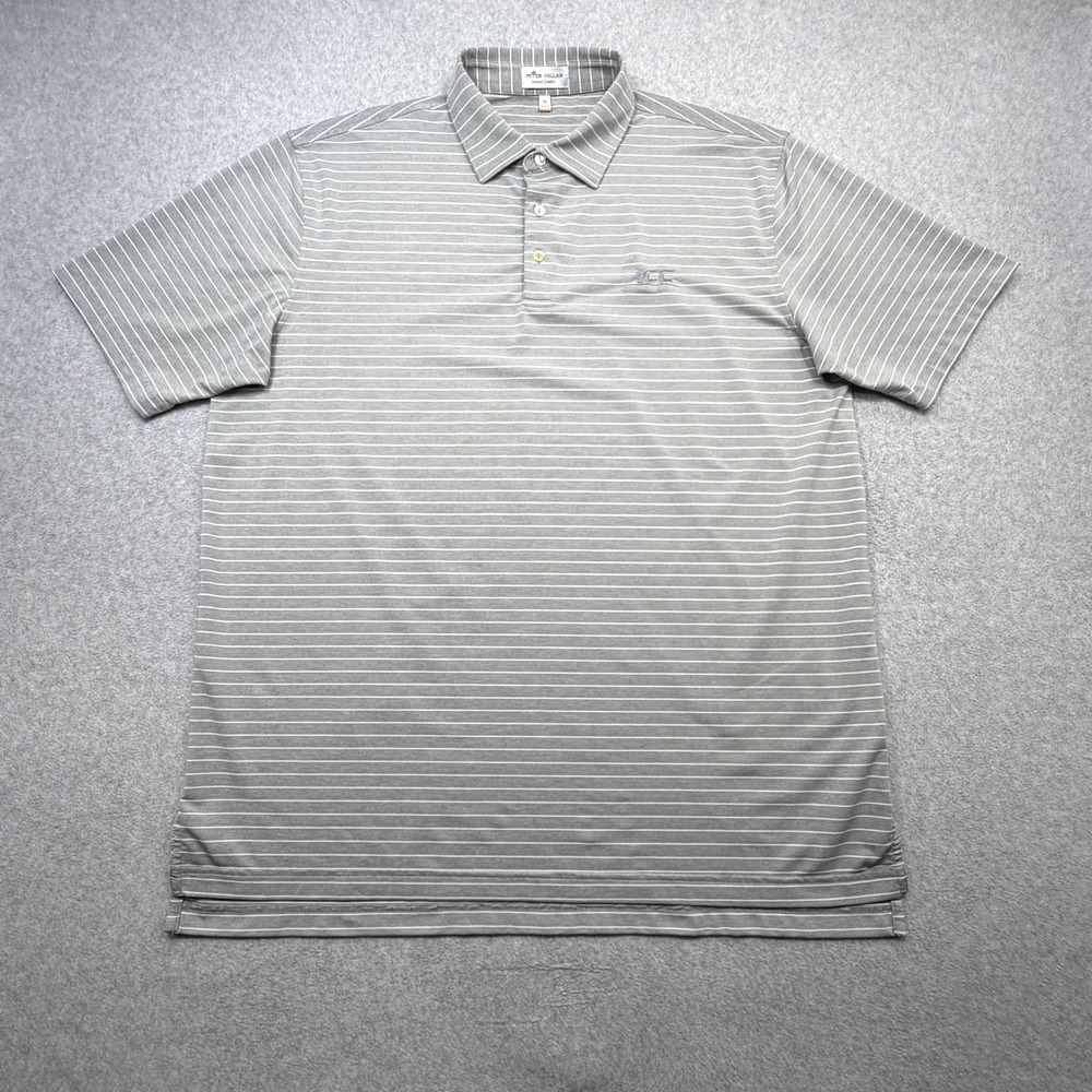 Peter Millar Polo Mens XL Gray Stripe Summer Comfort ACC NCAA Golf Performance